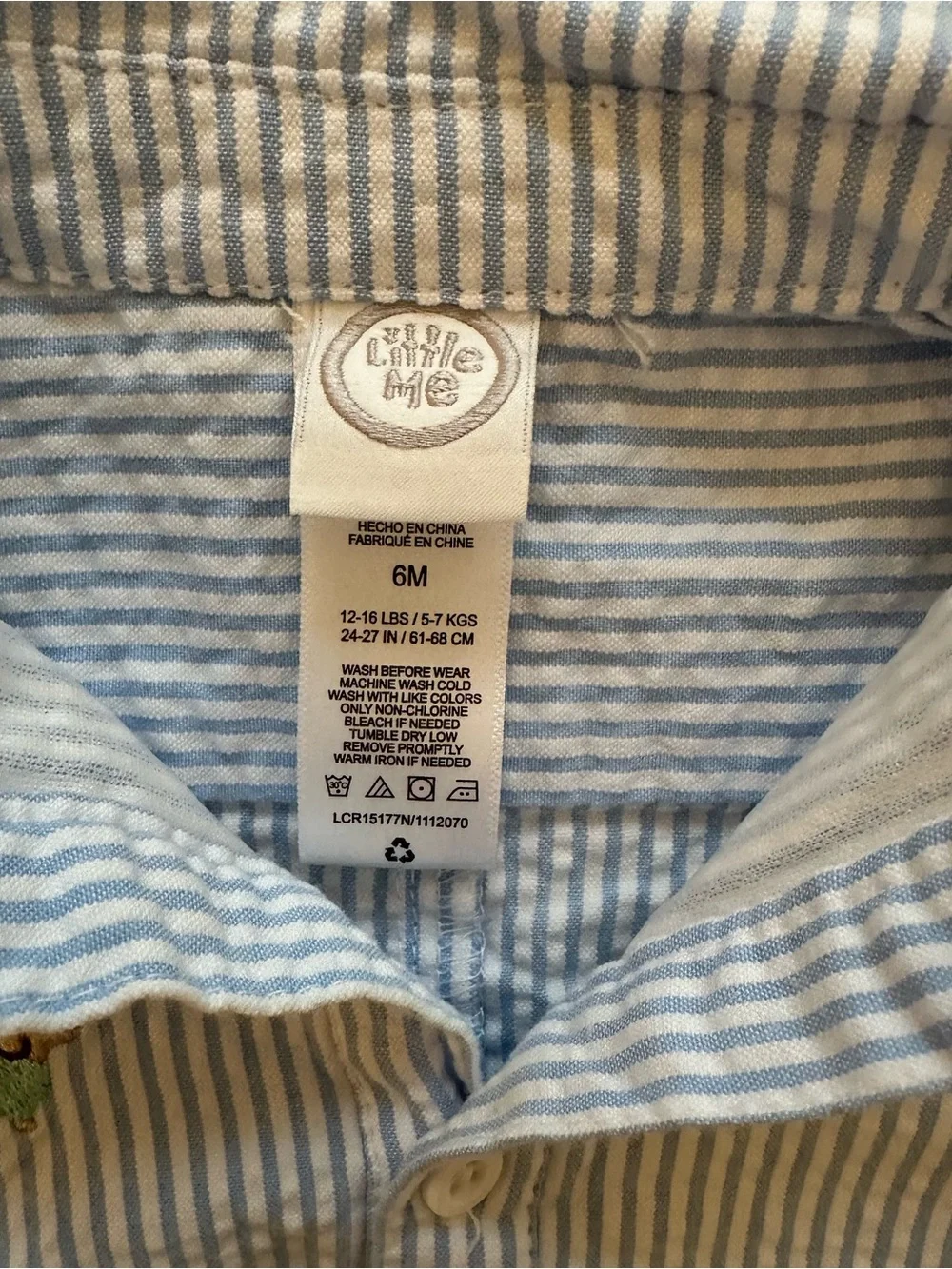 Little Me Baby Boy Blue Striped Puppy Embroidered Romper Shortall 6 months